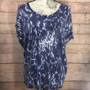 Michael Kors Blue Embellished Top Small